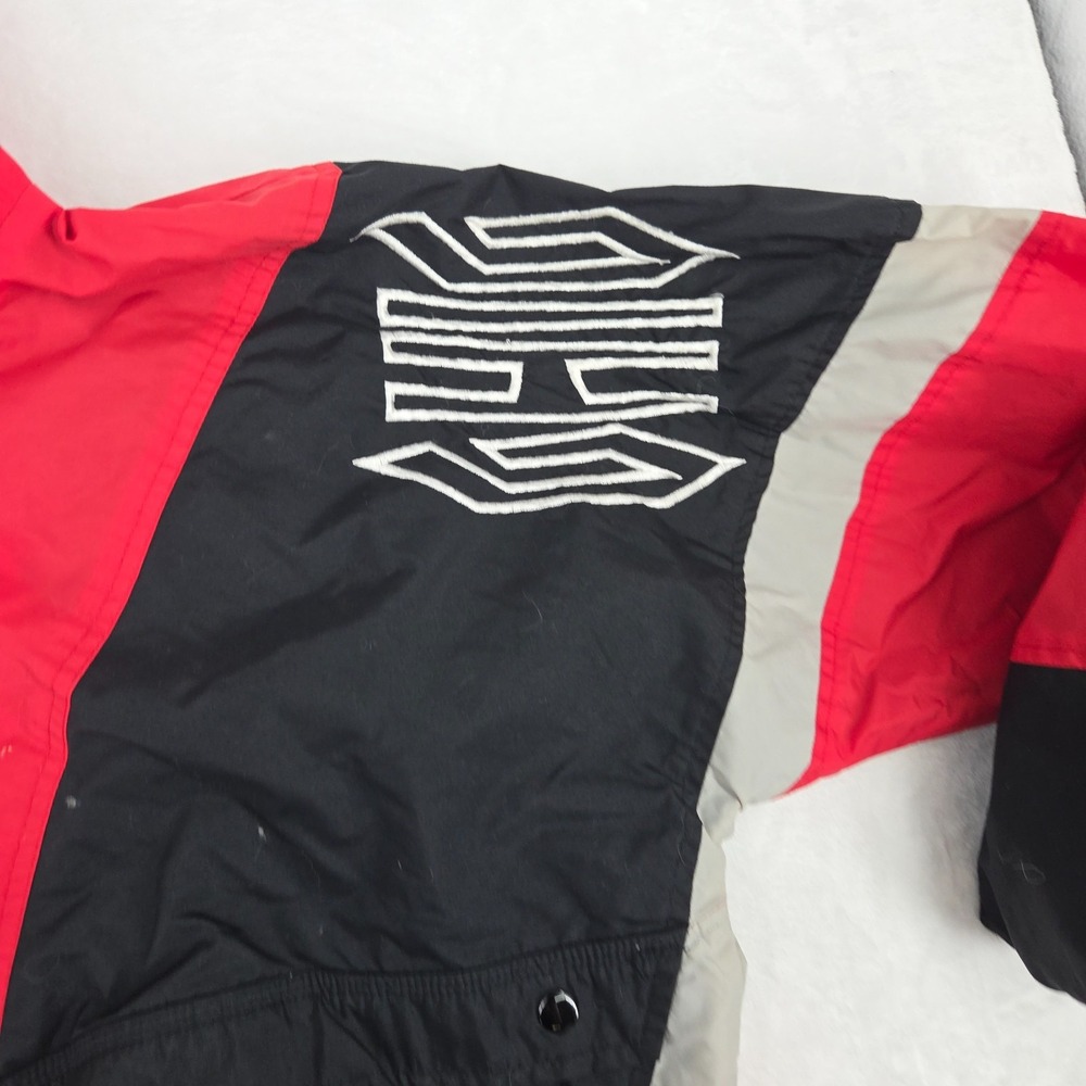 VTG 90s Ohio State Nutmeg Mills Pullover Windbreaker Jacket Mens Large Black Red - Picture 6 of 13